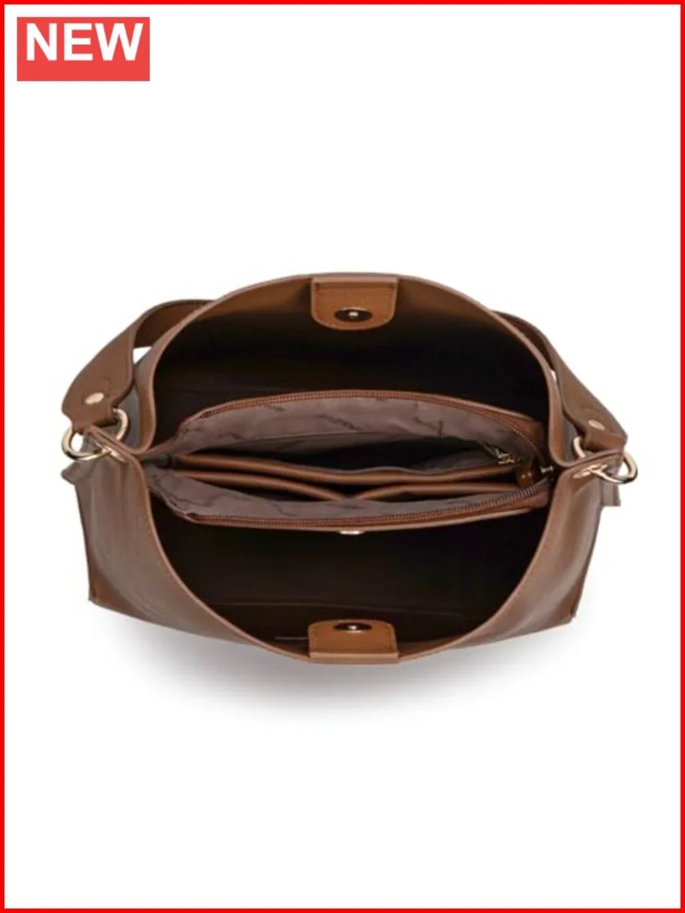 Medium Hobo Bag for Women, Faux Leather Shoulder Purse 3 Compartments,